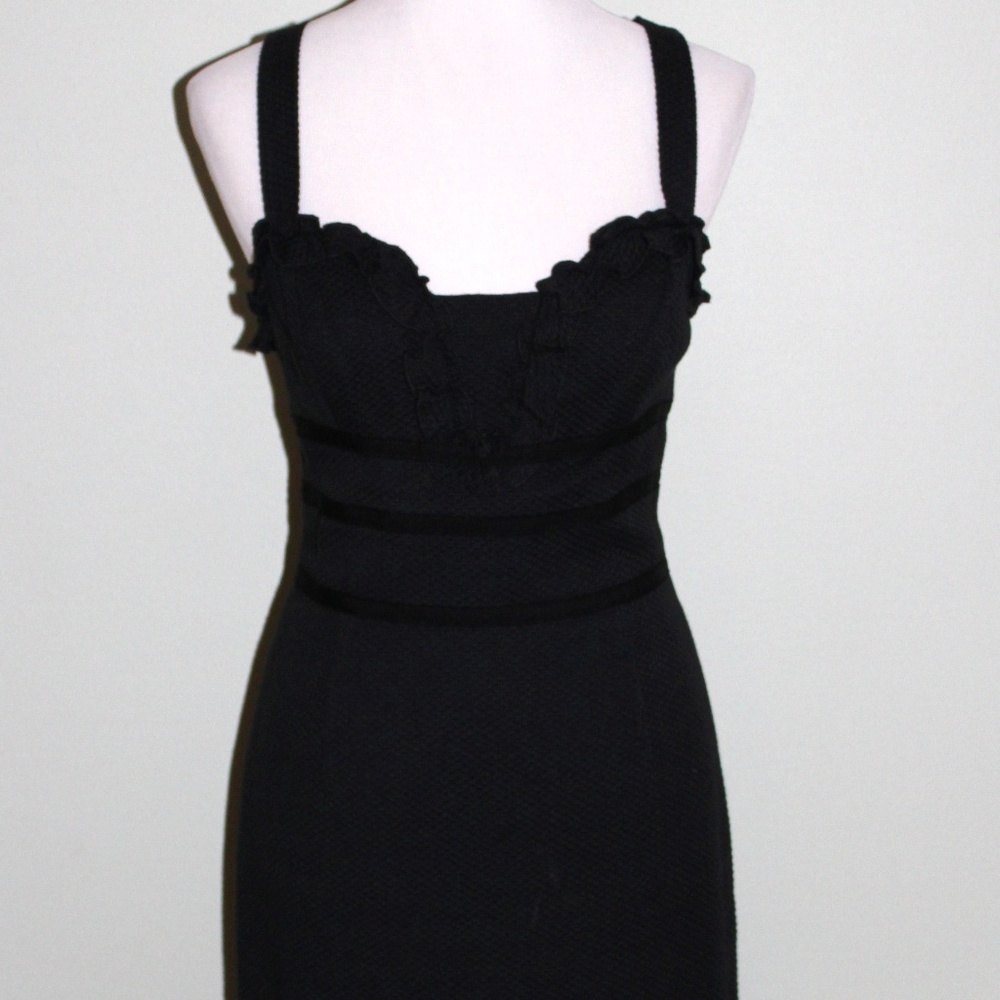 David Meister Dress Size 12 Black Textured Cotton